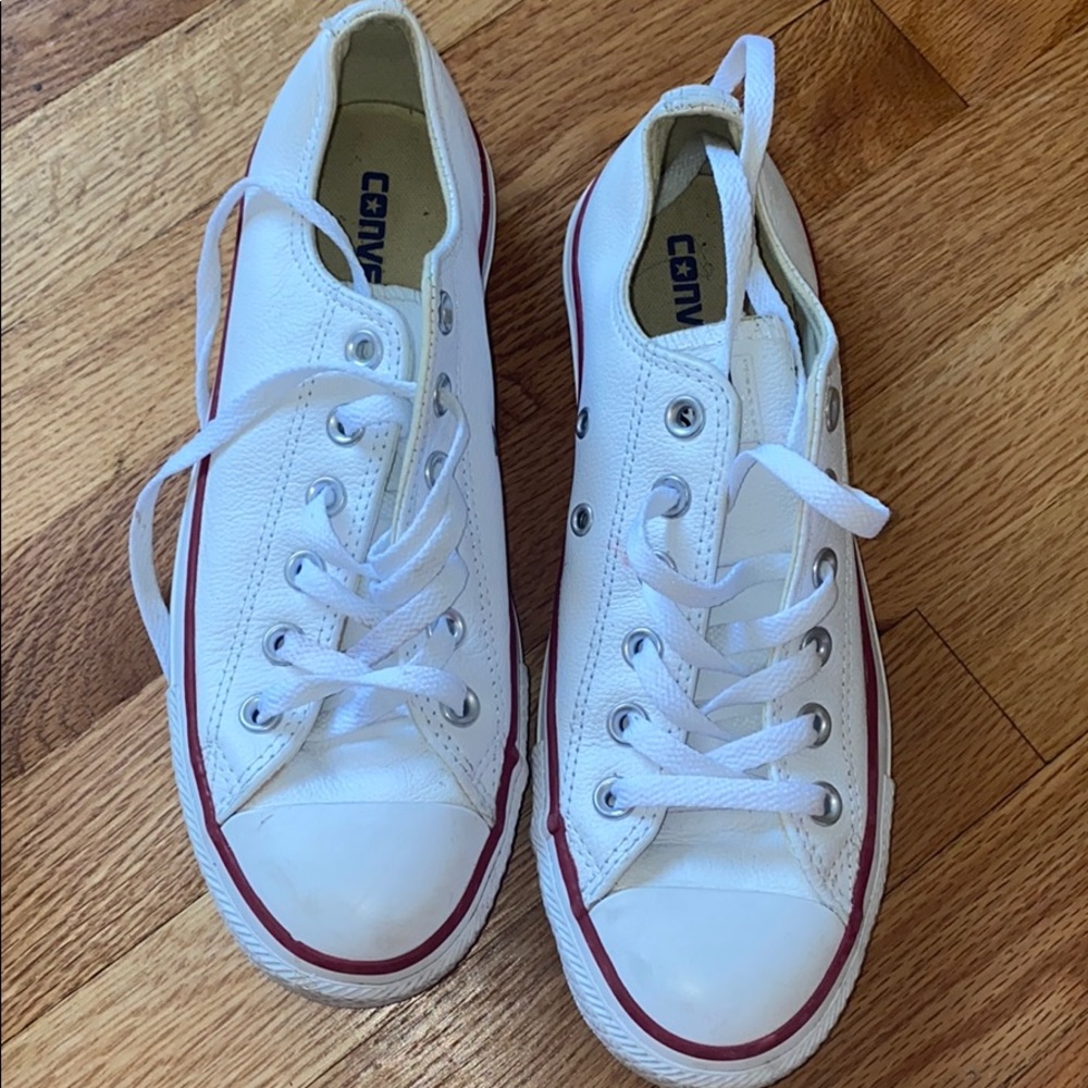 White low top leather converse